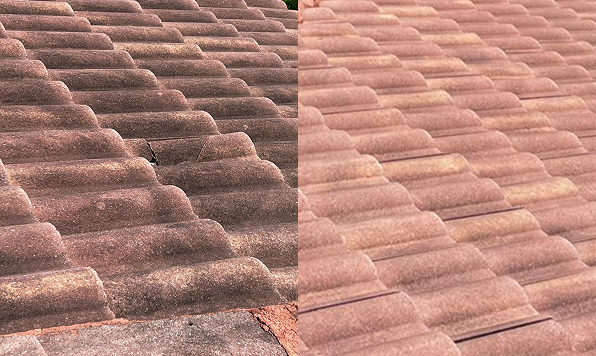 Roof cleaning before and after