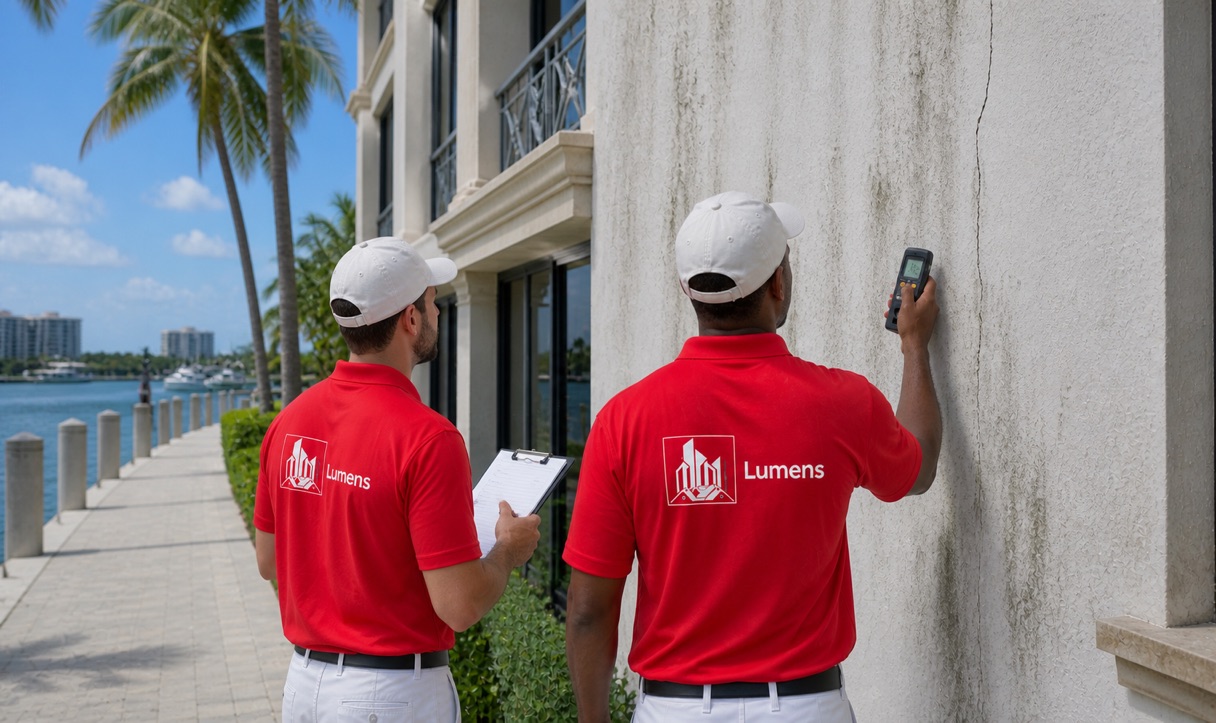 Commercial exterior painting inspection in coastal Fort Lauderdale