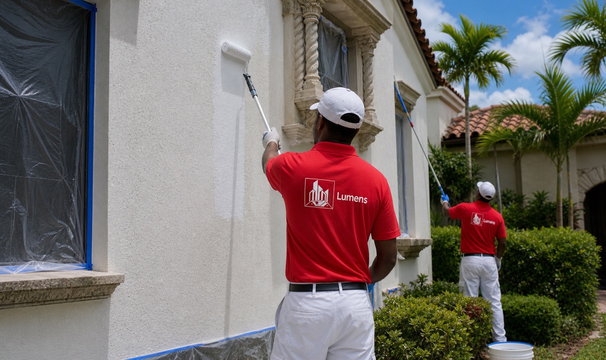 Stucco waterproof coating application in Cutler Bay