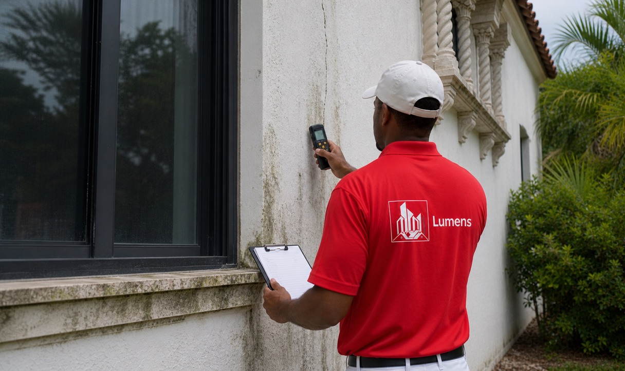 Window and stucco moisture inspection on a Cutler Bay home