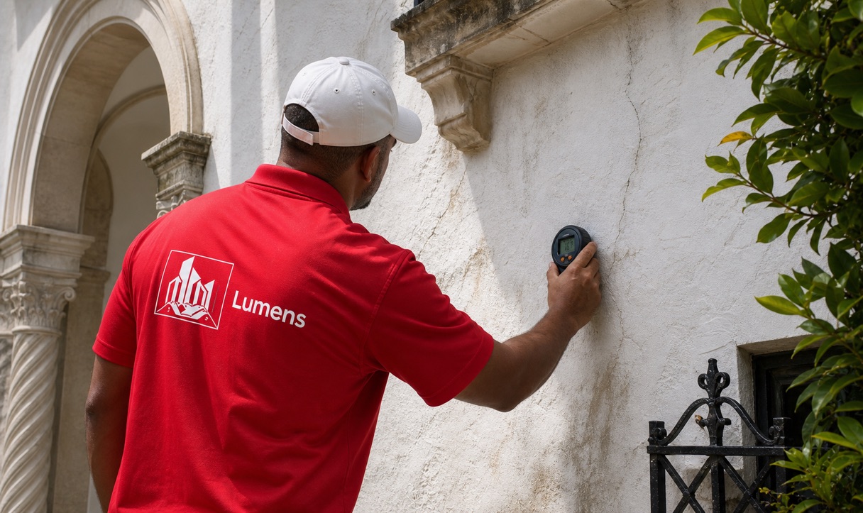 Historic stucco moisture and crack inspection in Coral Gables