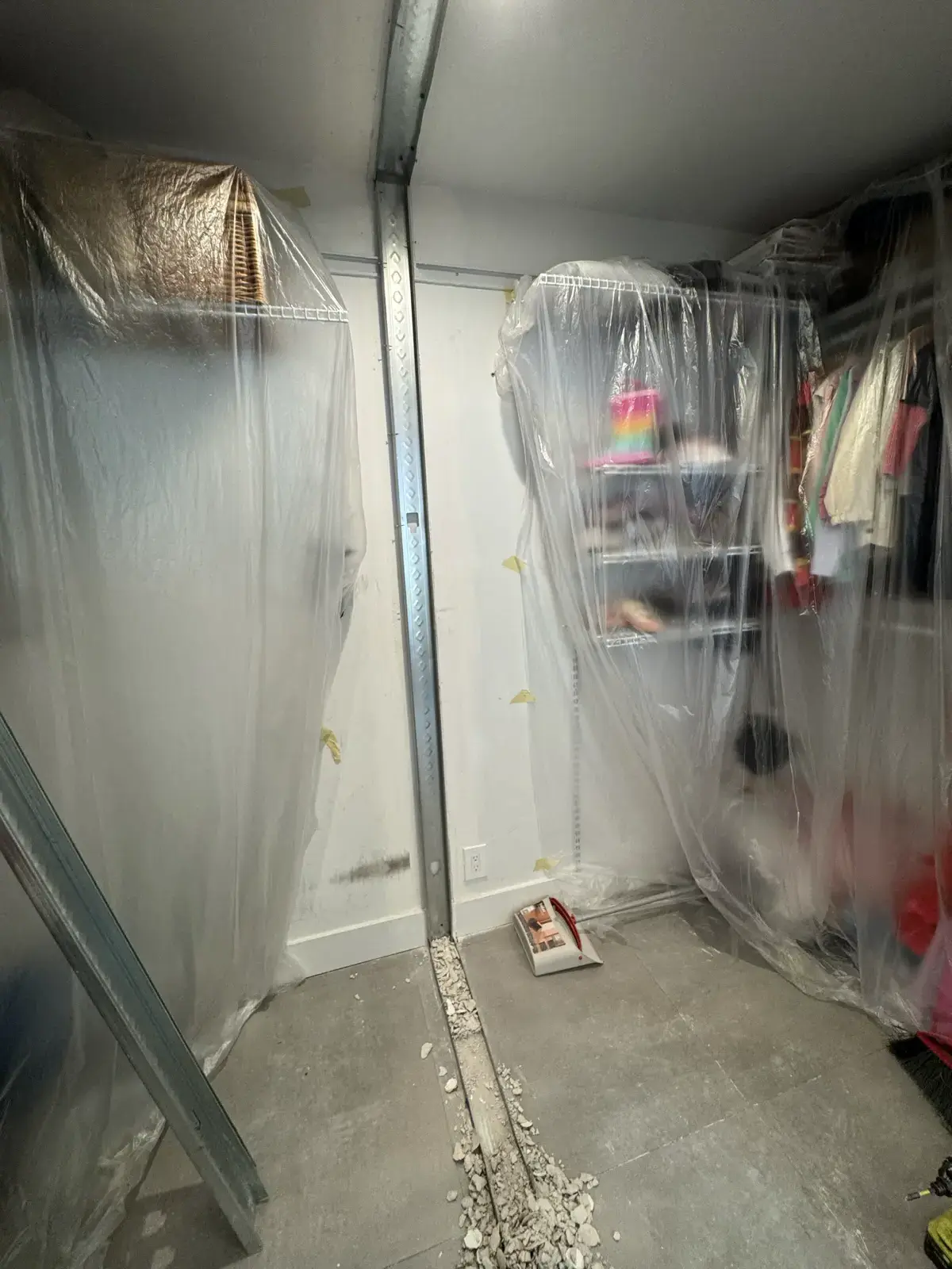 Closet Wall Demolition, Installation and Painting, handyman services project photo 5