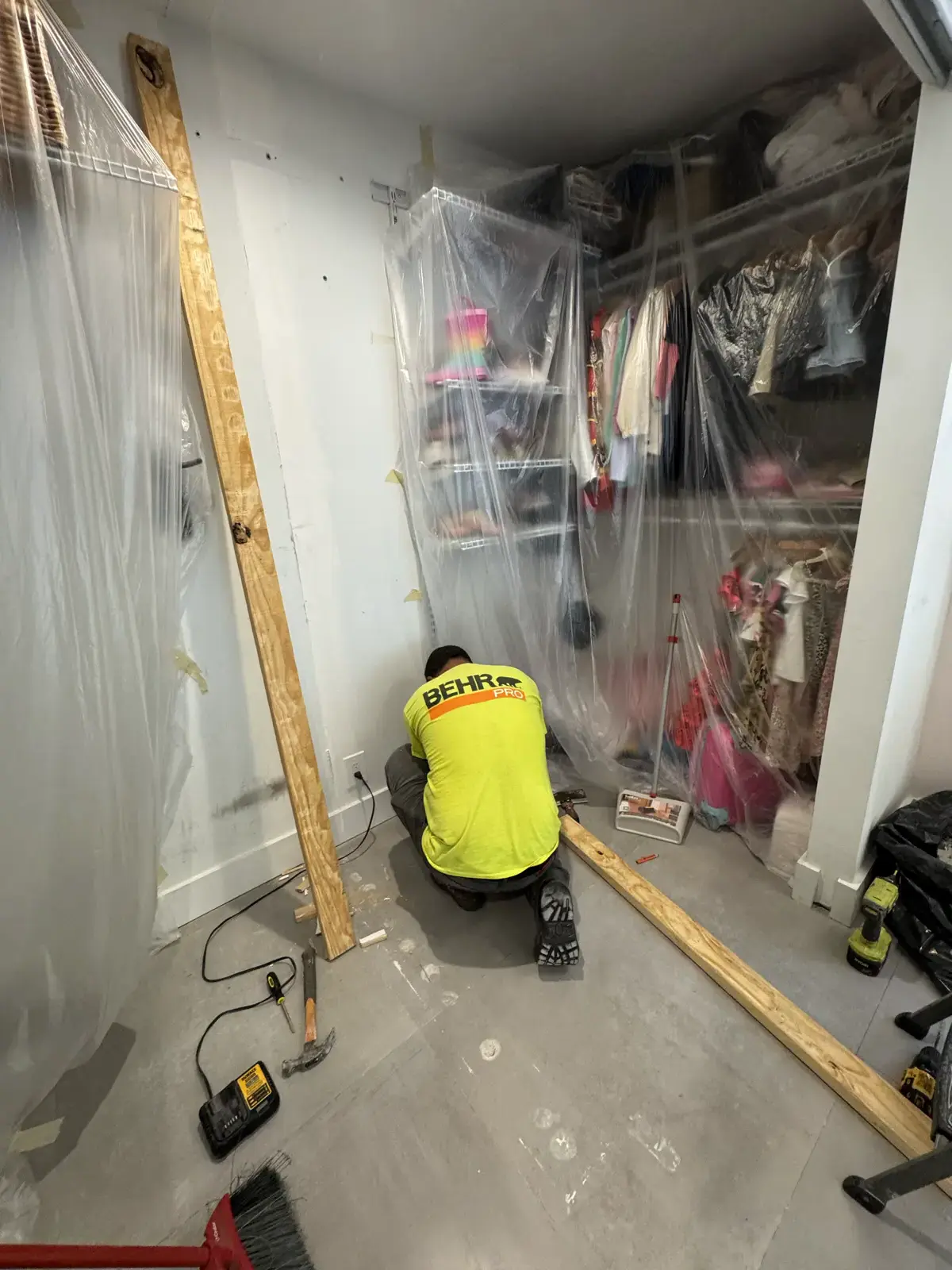 Closet Wall Demolition, Installation and Painting, handyman services project photo 8