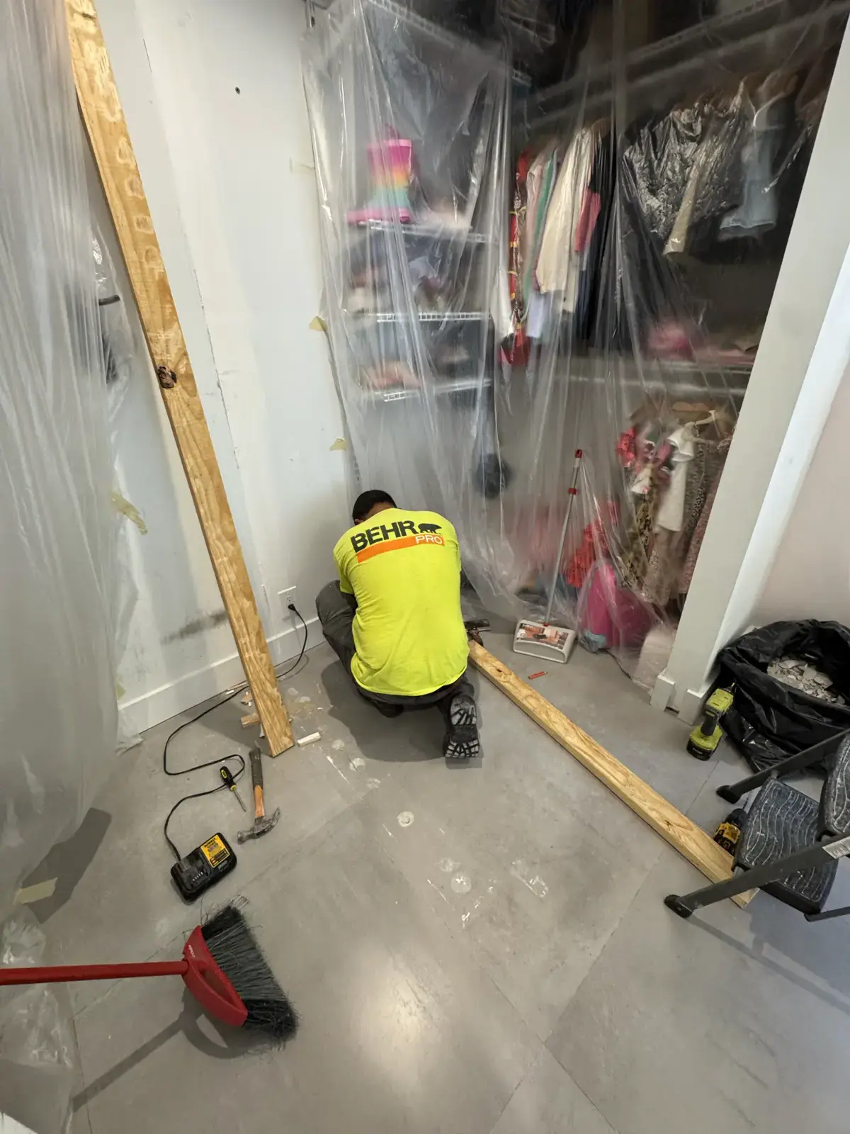 Closet Wall Demolition, Installation and Painting, handyman services project photo 17