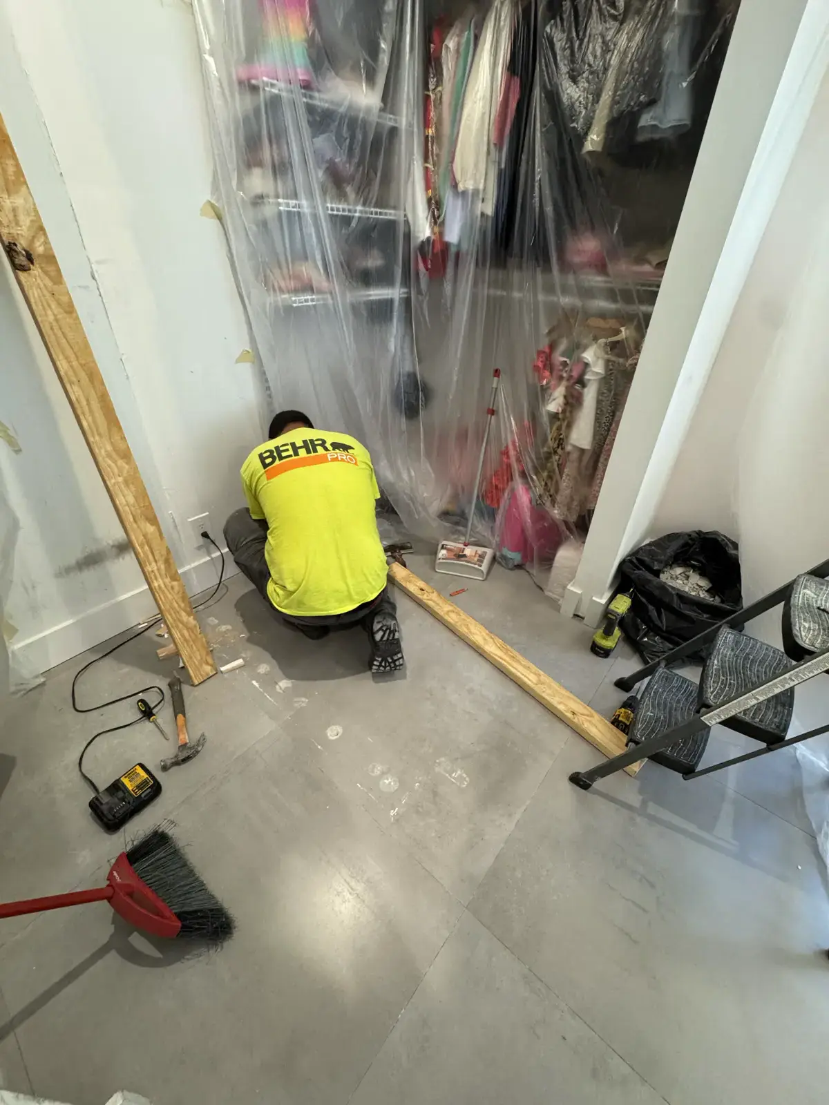 Closet Wall Demolition, Installation and Painting, handyman services project photo 18