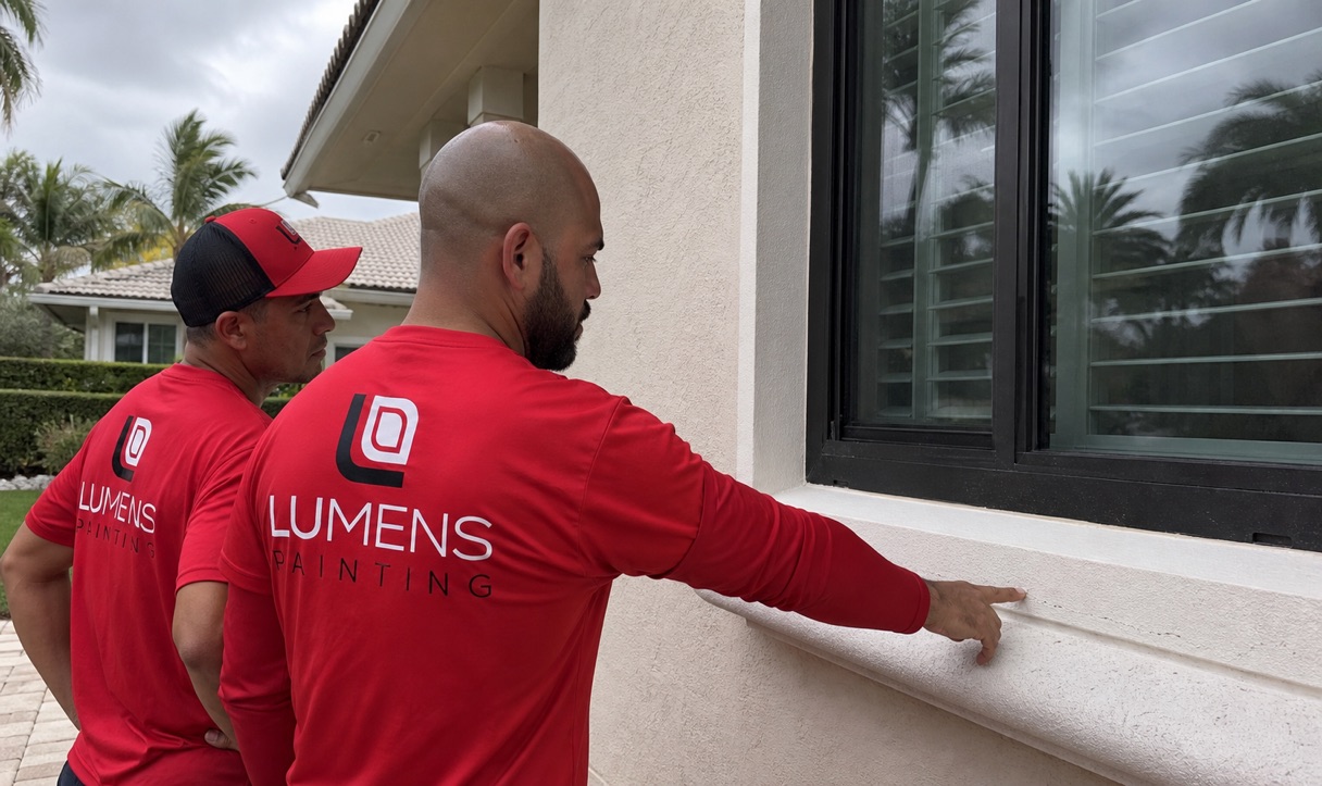 Lumens Painting inspection to protect stucco from wind driven rain in Miami