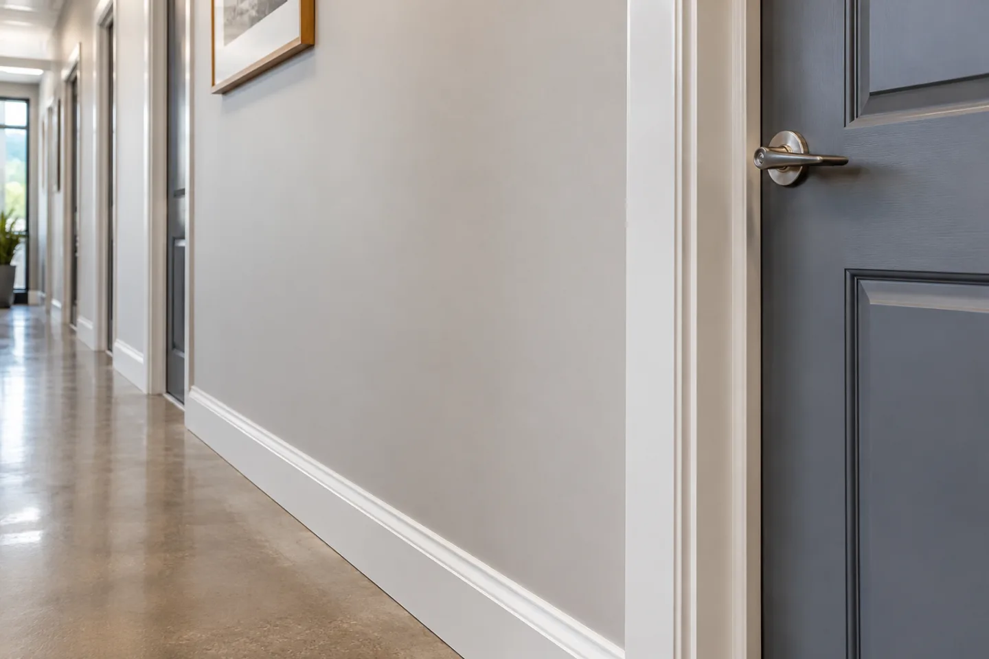 Commercial interior painting corridor wall detail in Miami-Dade — AI-generated illustration