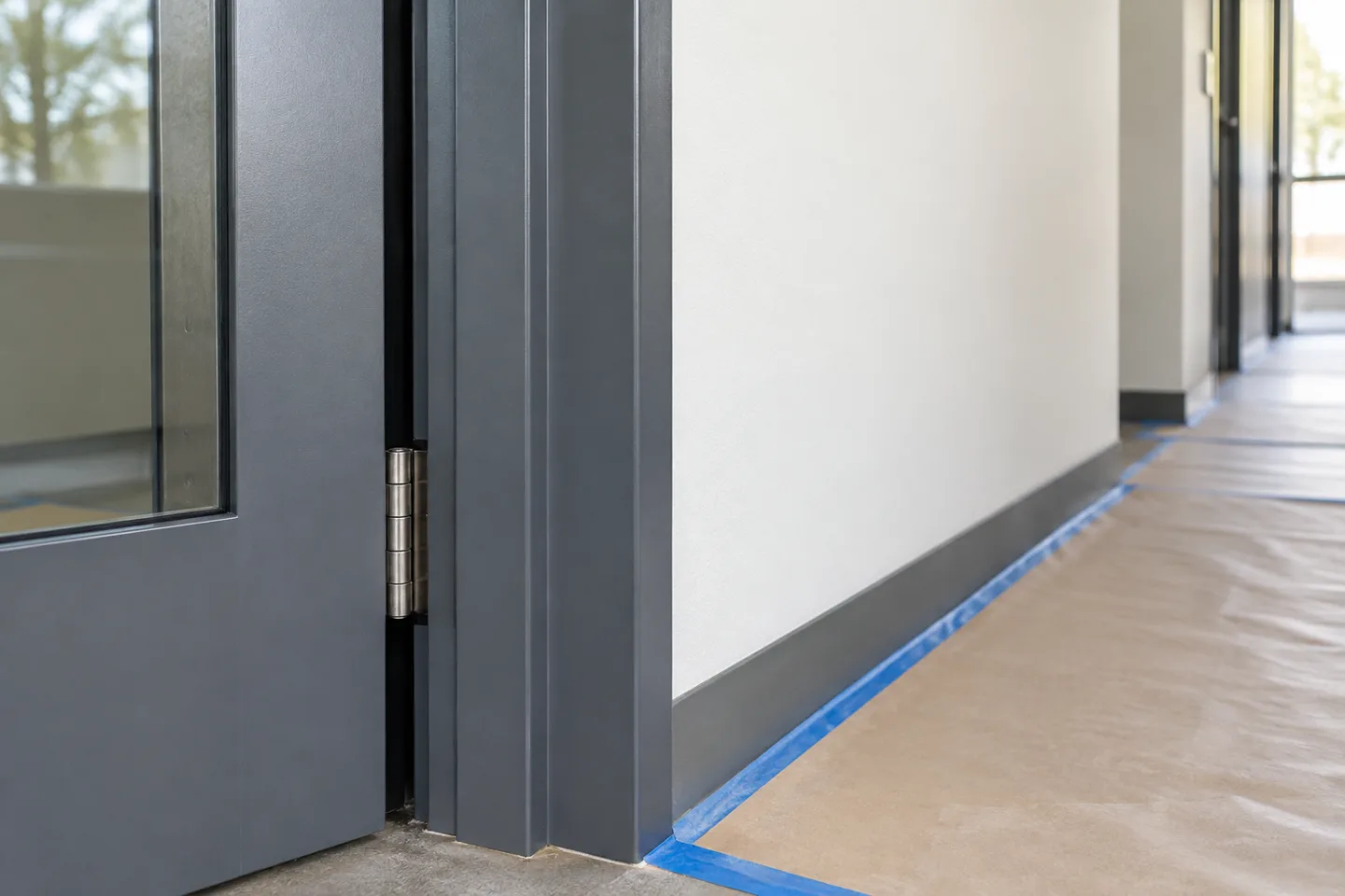 Commercial painting door frame coating detail in Miami-Dade — AI-generated illustration