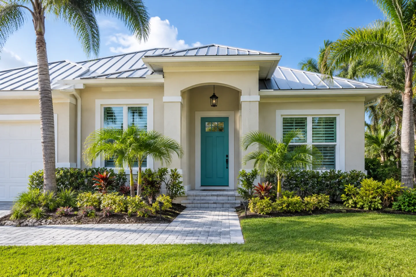 Exterior painting finished tropical home in Miami-Dade — AI-generated illustration