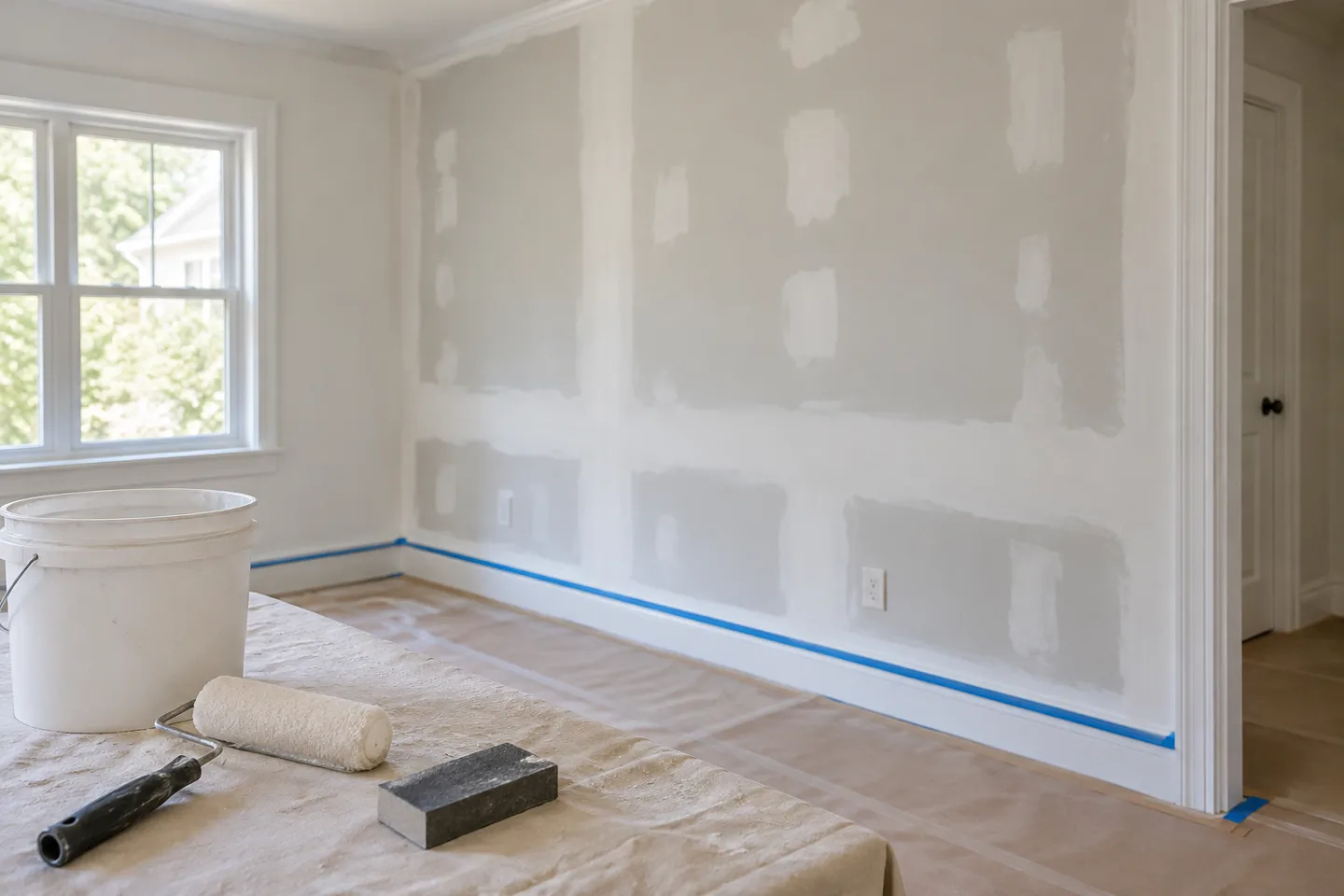 Interior painting drywall preparation in Miami-Dade — AI-generated illustration