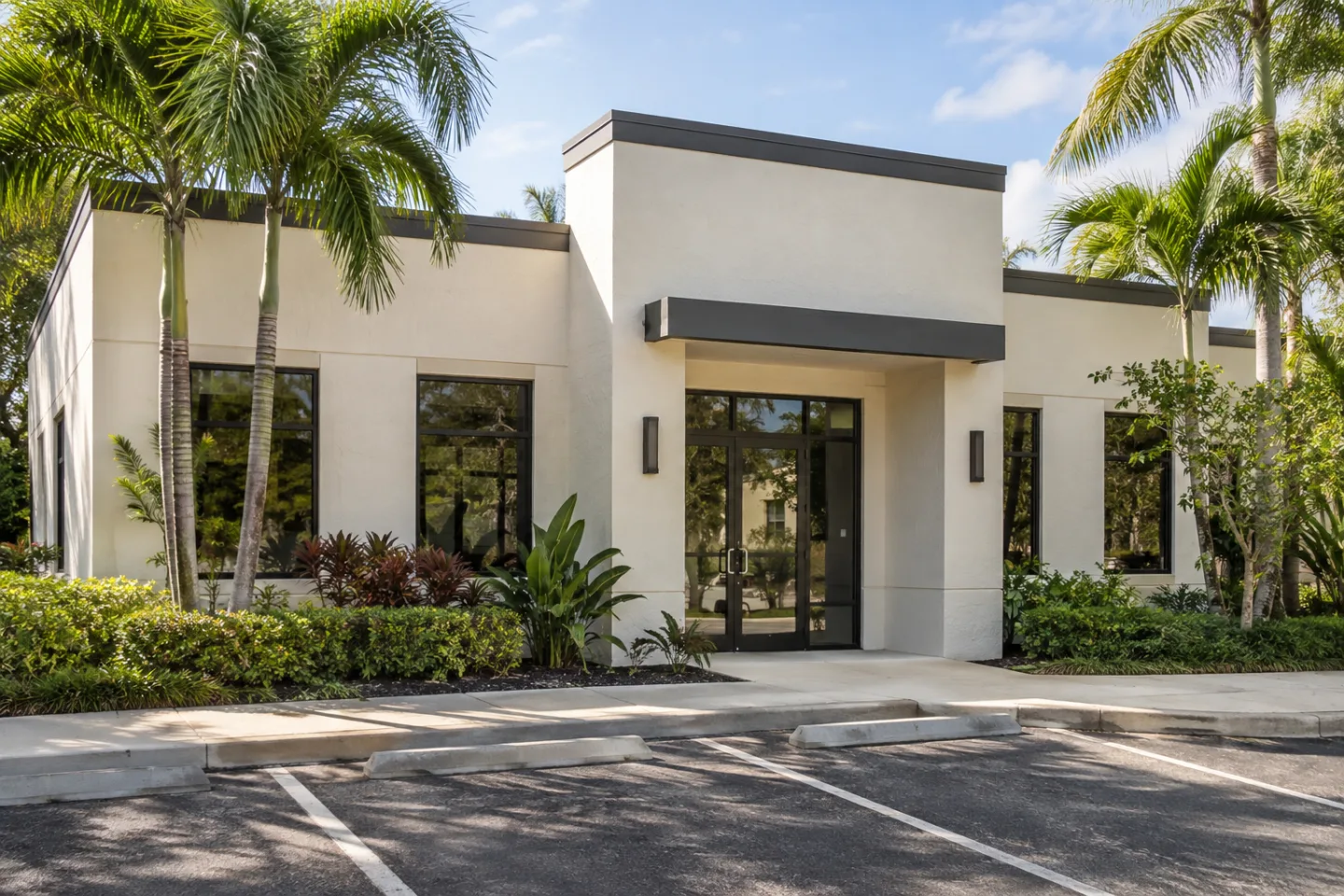 Painting company finished building facade in Miami-Dade — AI-generated illustration