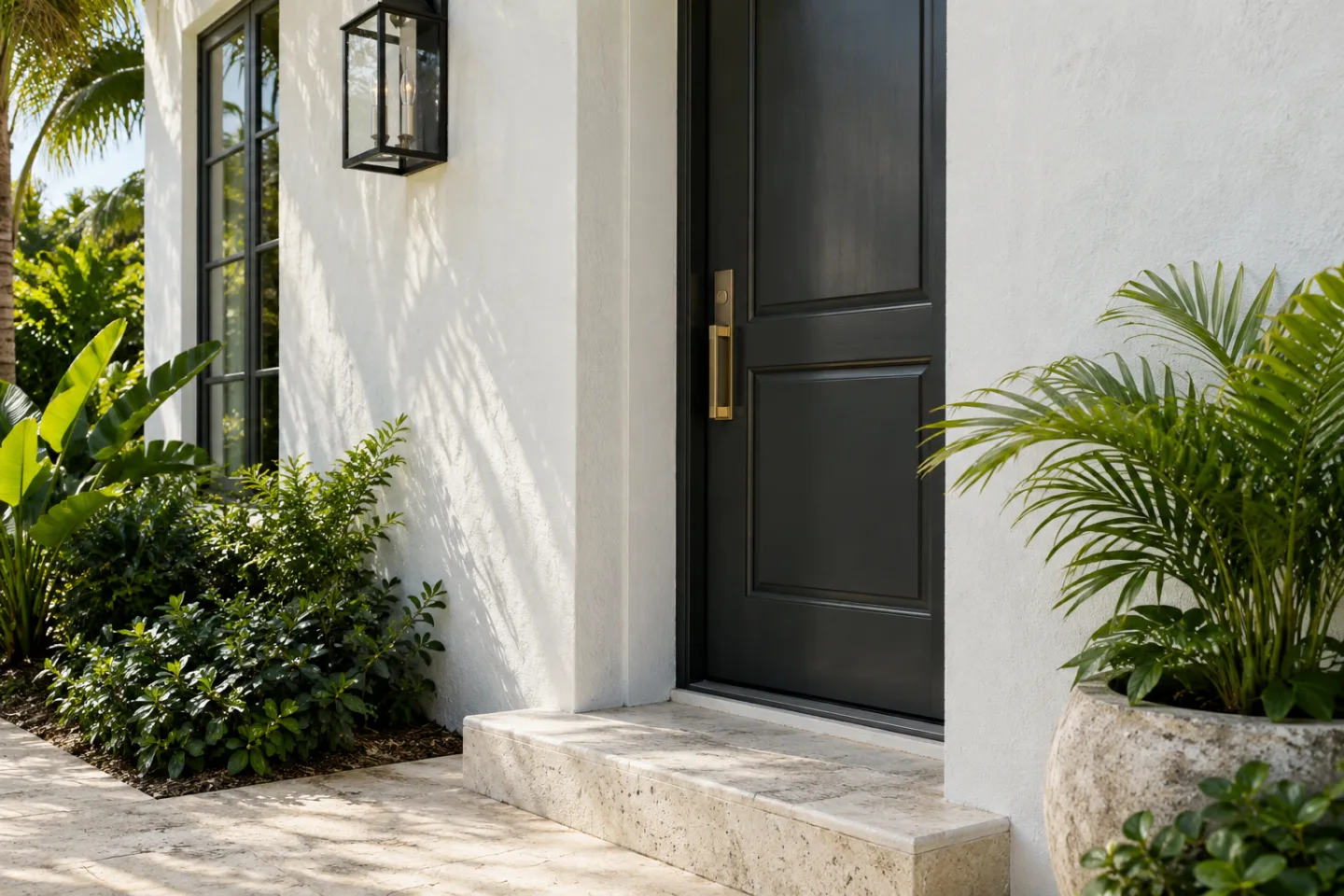 Painting services stucco wall finish detail in Miami-Dade — AI-generated illustration