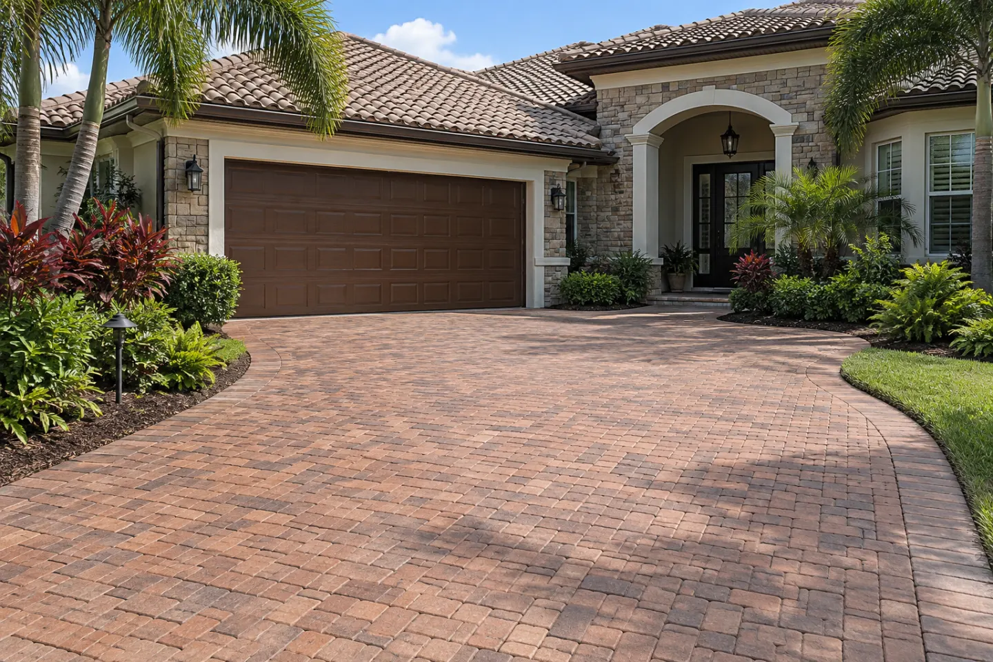 Paver cleaning and sealing finished paver driveway in Miami-Dade — AI-generated illustration