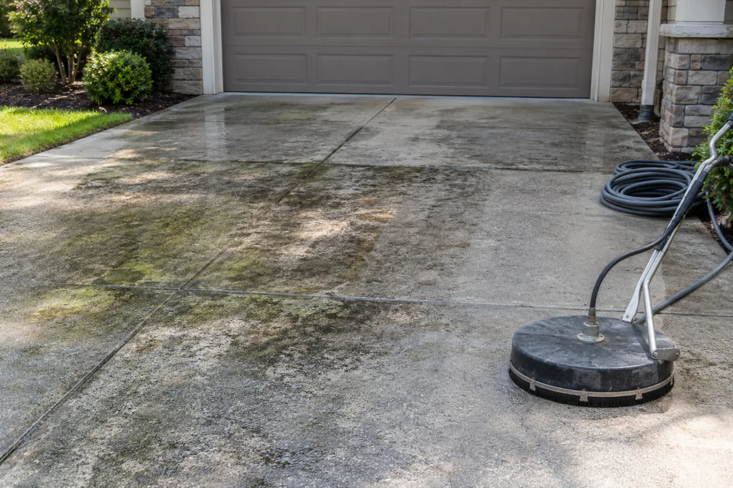 Pressure washing driveway condition review in Miami-Dade — AI-generated illustration