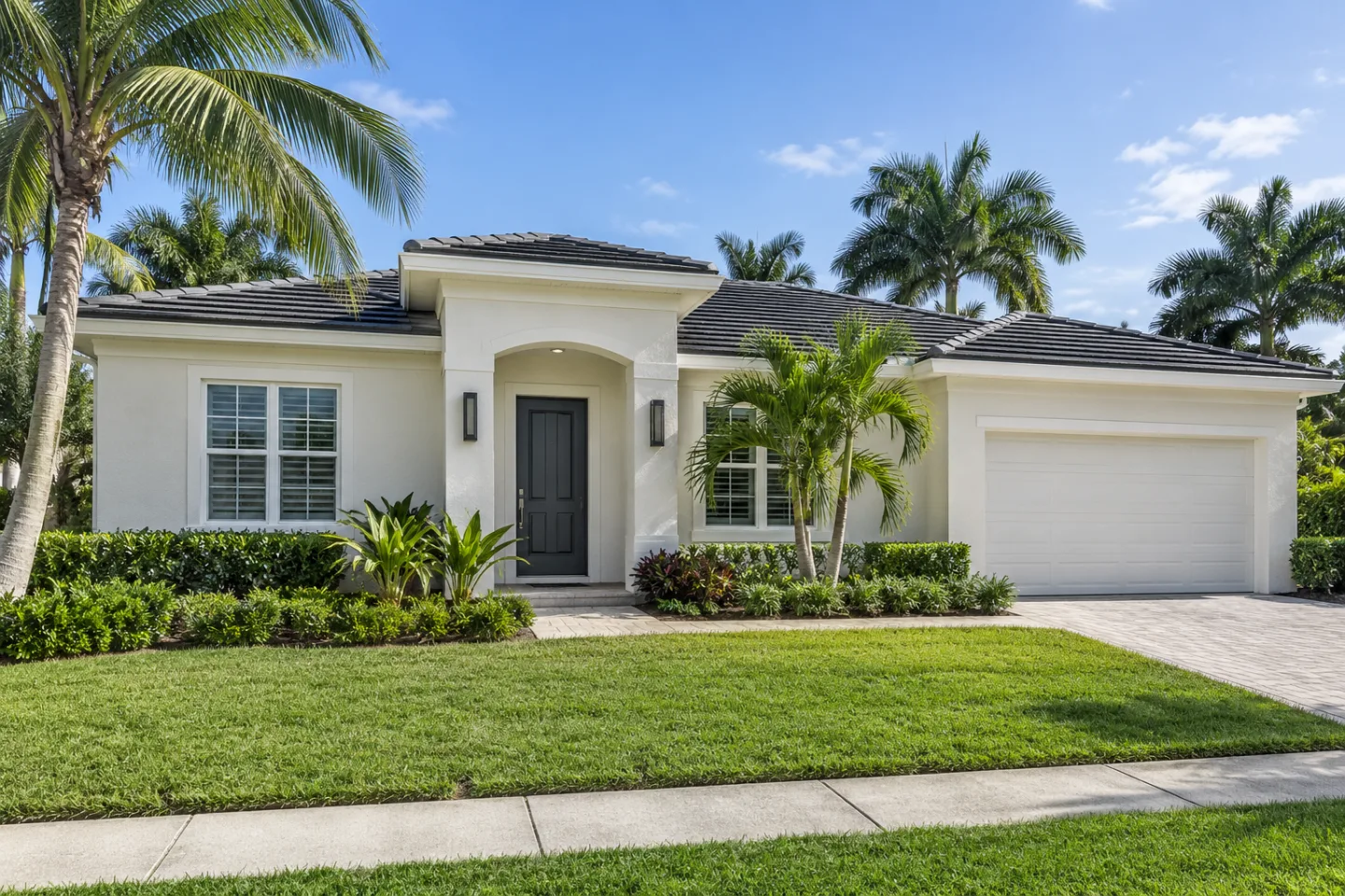 Residential painting completed stucco exterior in Miami-Dade — AI-generated illustration