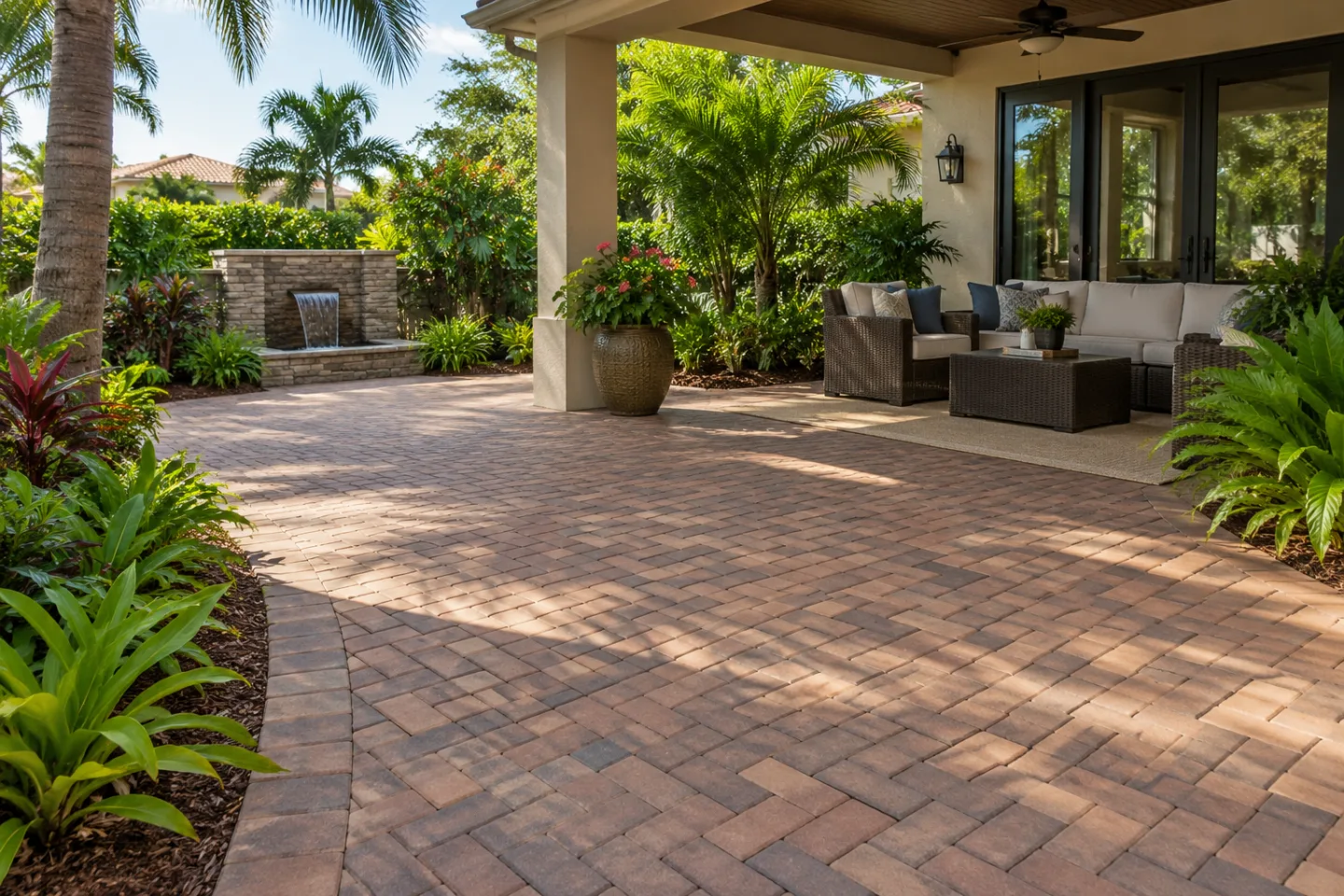 Sealing services finished patio surface in Miami-Dade — AI-generated illustration