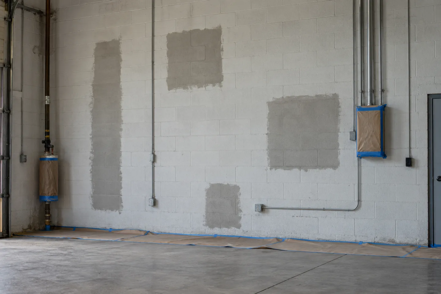 Warehouse and industrial painting masonry preparation in Miami-Dade — AI-generated illustration